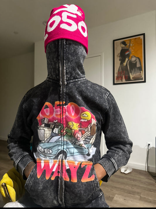 Washed Summer Time Sadness Full Zip Hoodie Black